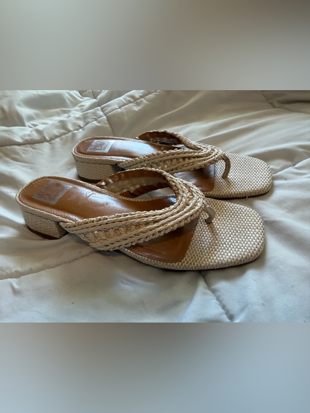Dolce Vita Woven Cream Braided Thong Sandals